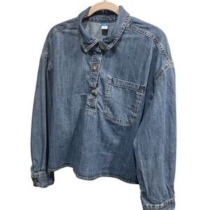 Old Navy Blue Denim Button-Up Shirt